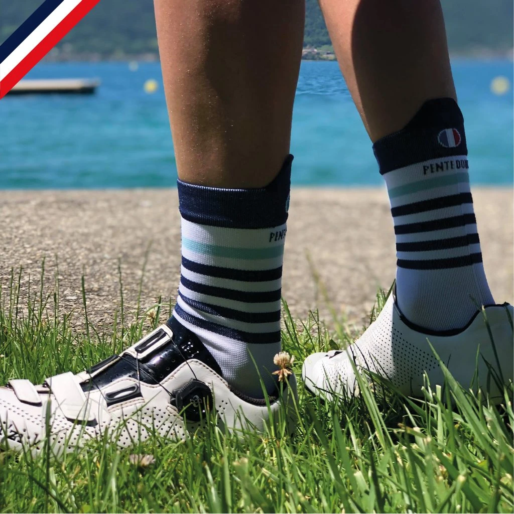 Chaussettes De Cyclisme : Marinière Bleue – Image 2