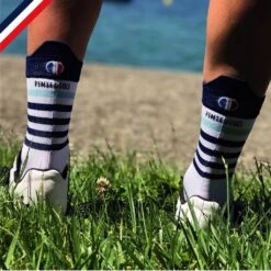 Chaussettes De Cyclisme : Marinière Bleue